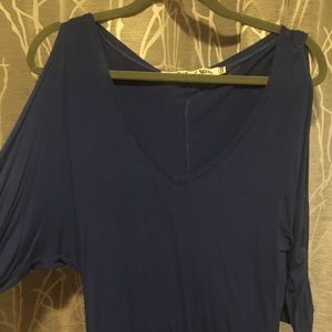 Blue cold shoulder tunic